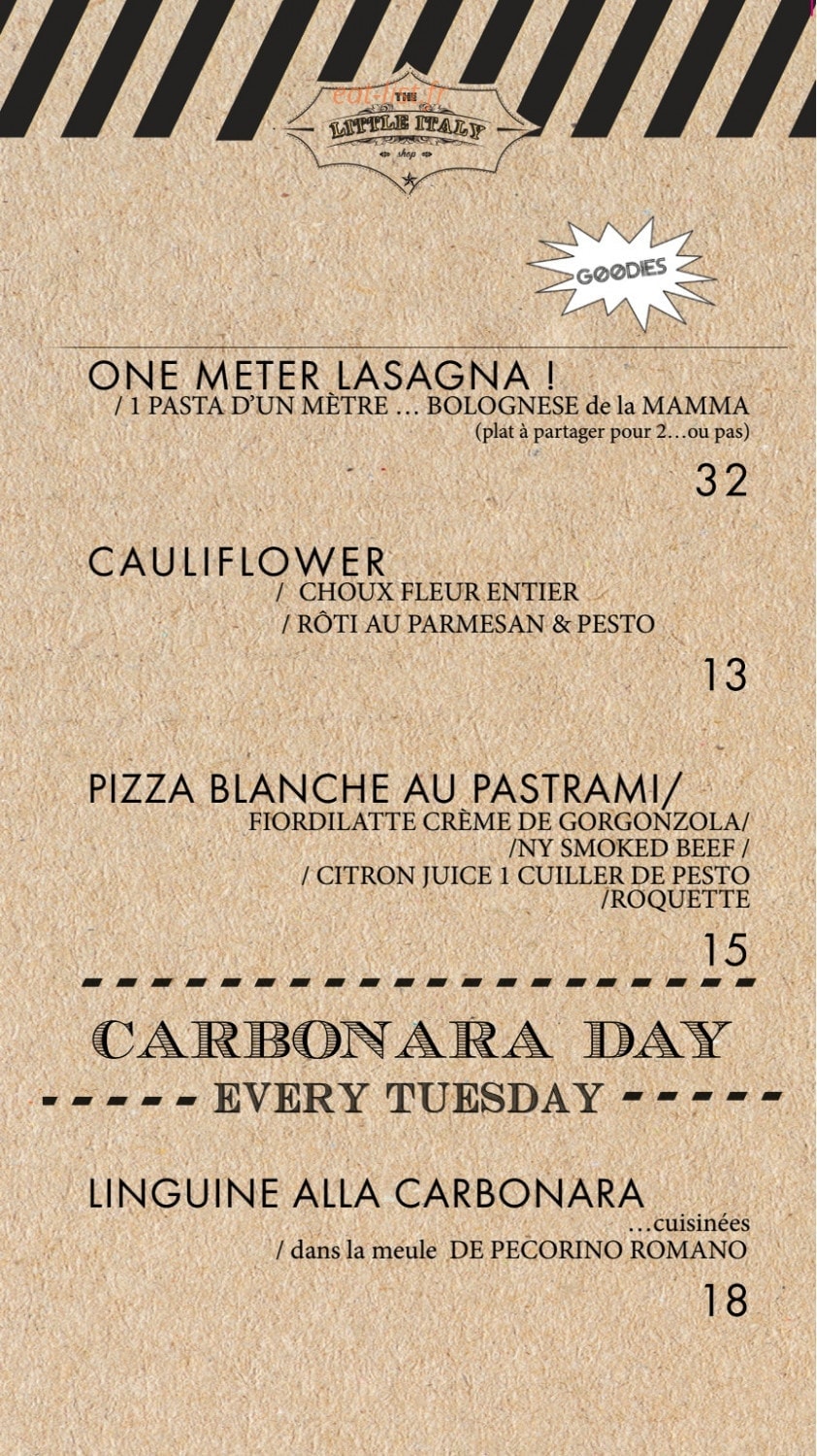 The Little Italy — carte page 9