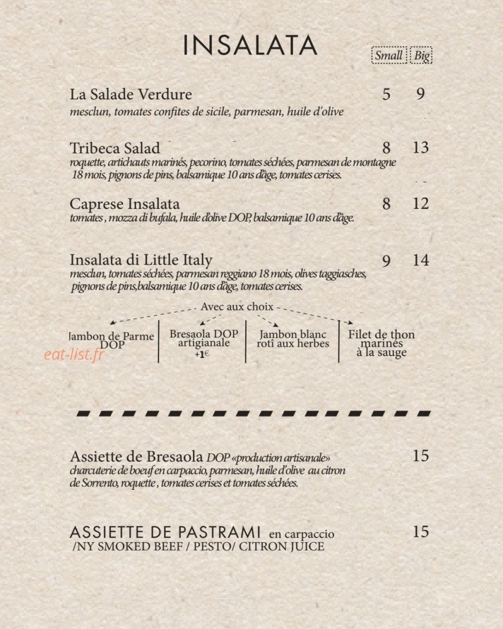 The Little Italy — carte page 2
