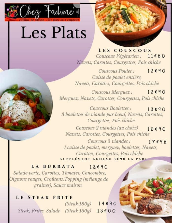 Chez Fadime — carte page 1