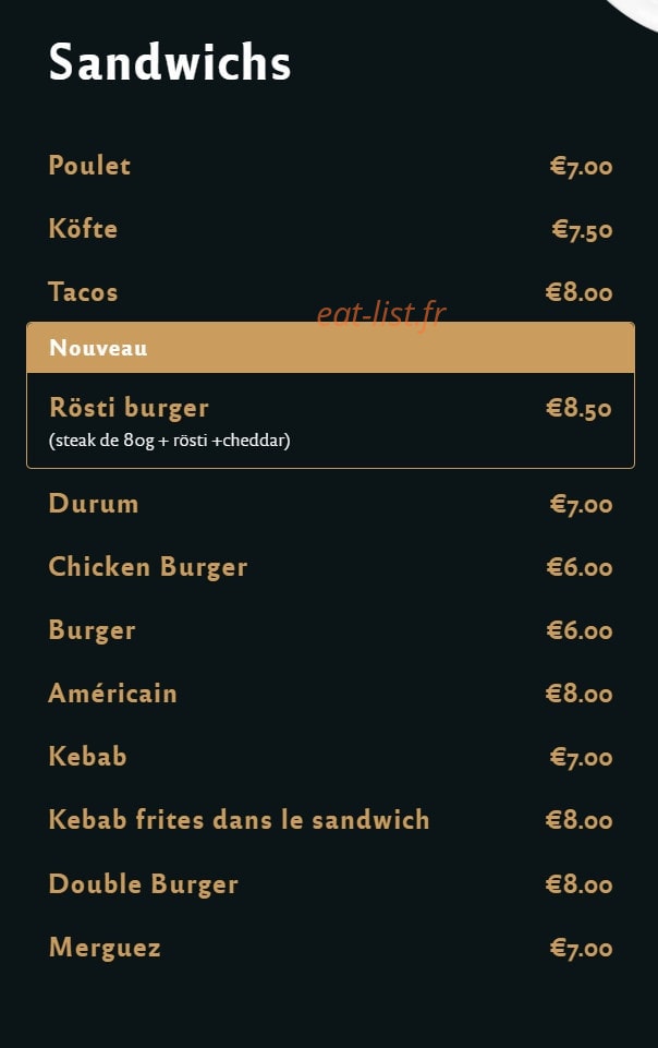 Mon Tacos 25 — carte page 1