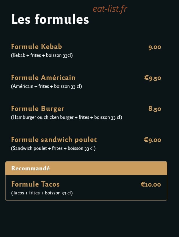 Mon Tacos 25 — carte page 3