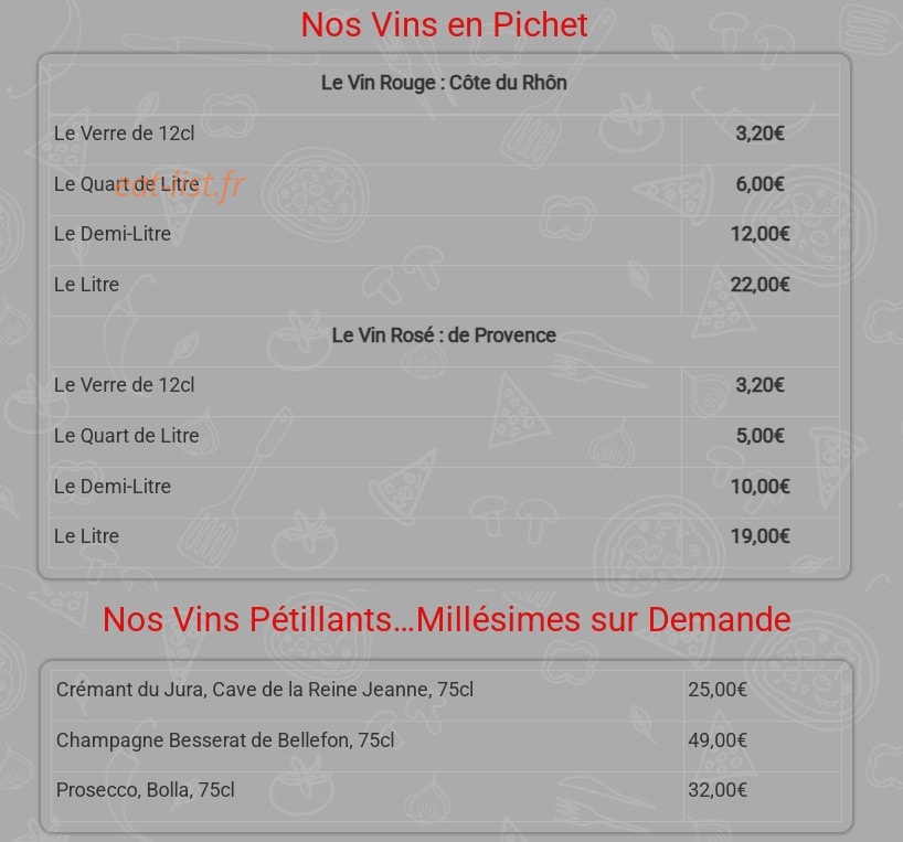 Au Vieux Venise — carte page 11