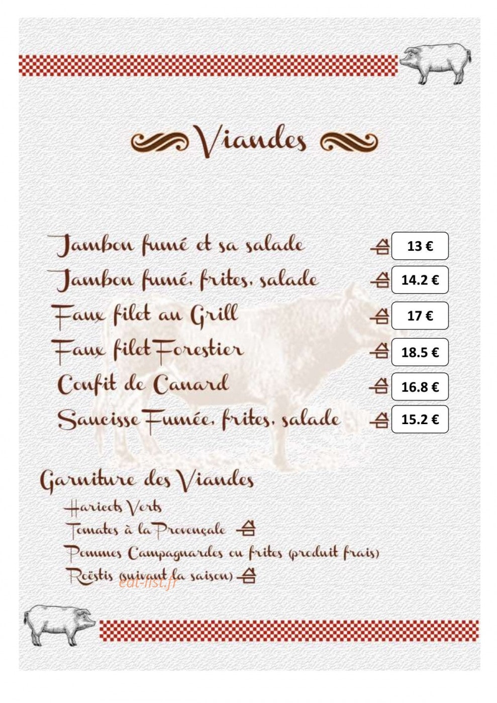 Restaurant du Gey — carte page 1