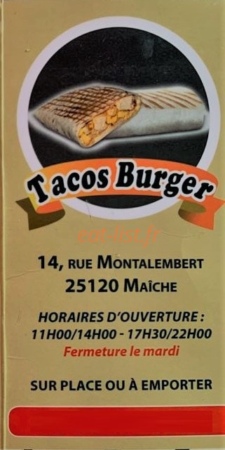 Tacos Burger — carte page 1