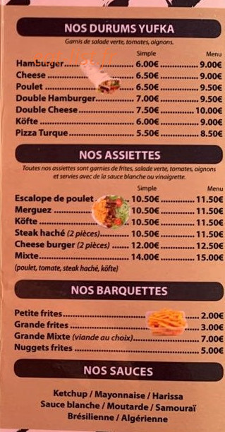 Tacos Burger — carte page 4