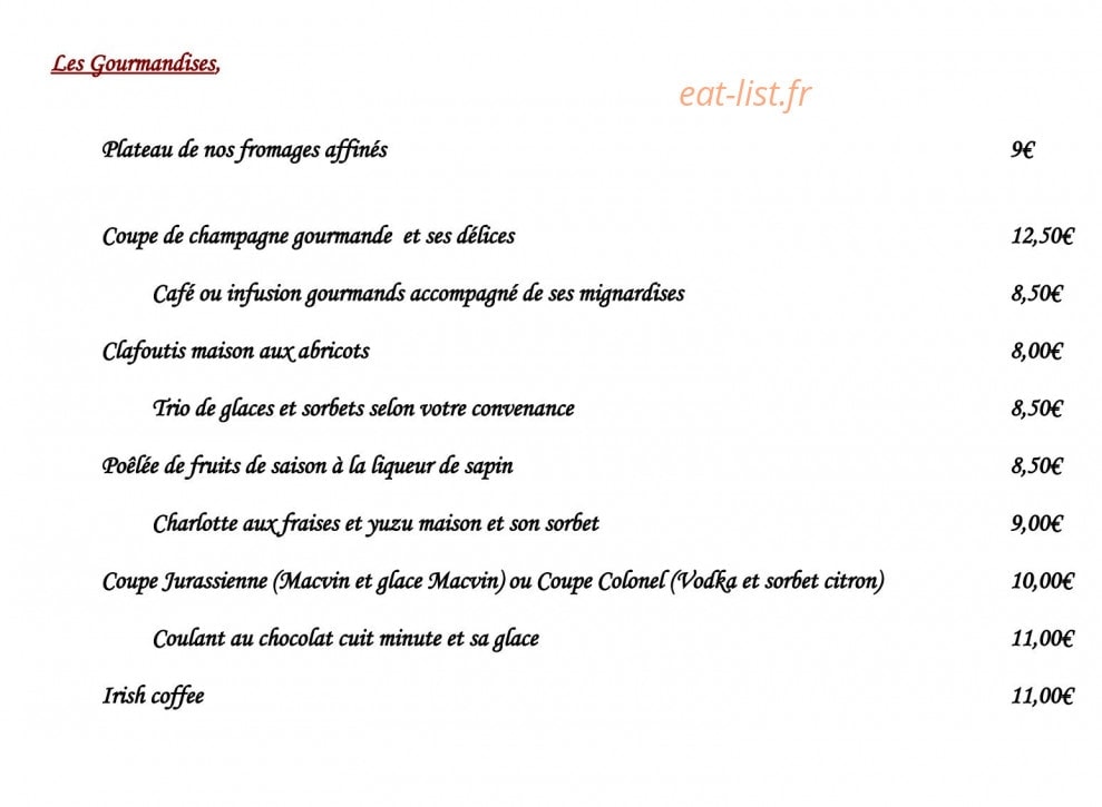 Au Coin du Bois — carte page 4