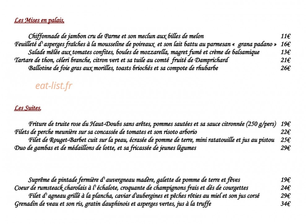Au Coin du Bois — carte page 1