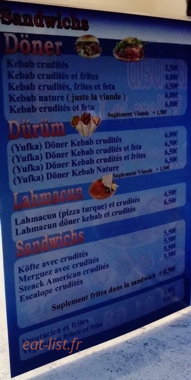 Döner Kebab — carte page 1