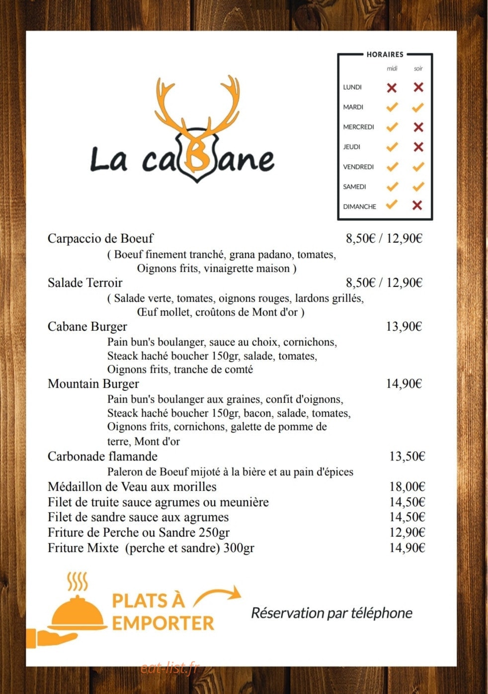 La Cabane — carte page 2