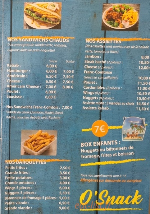 O Snack — carte page 3