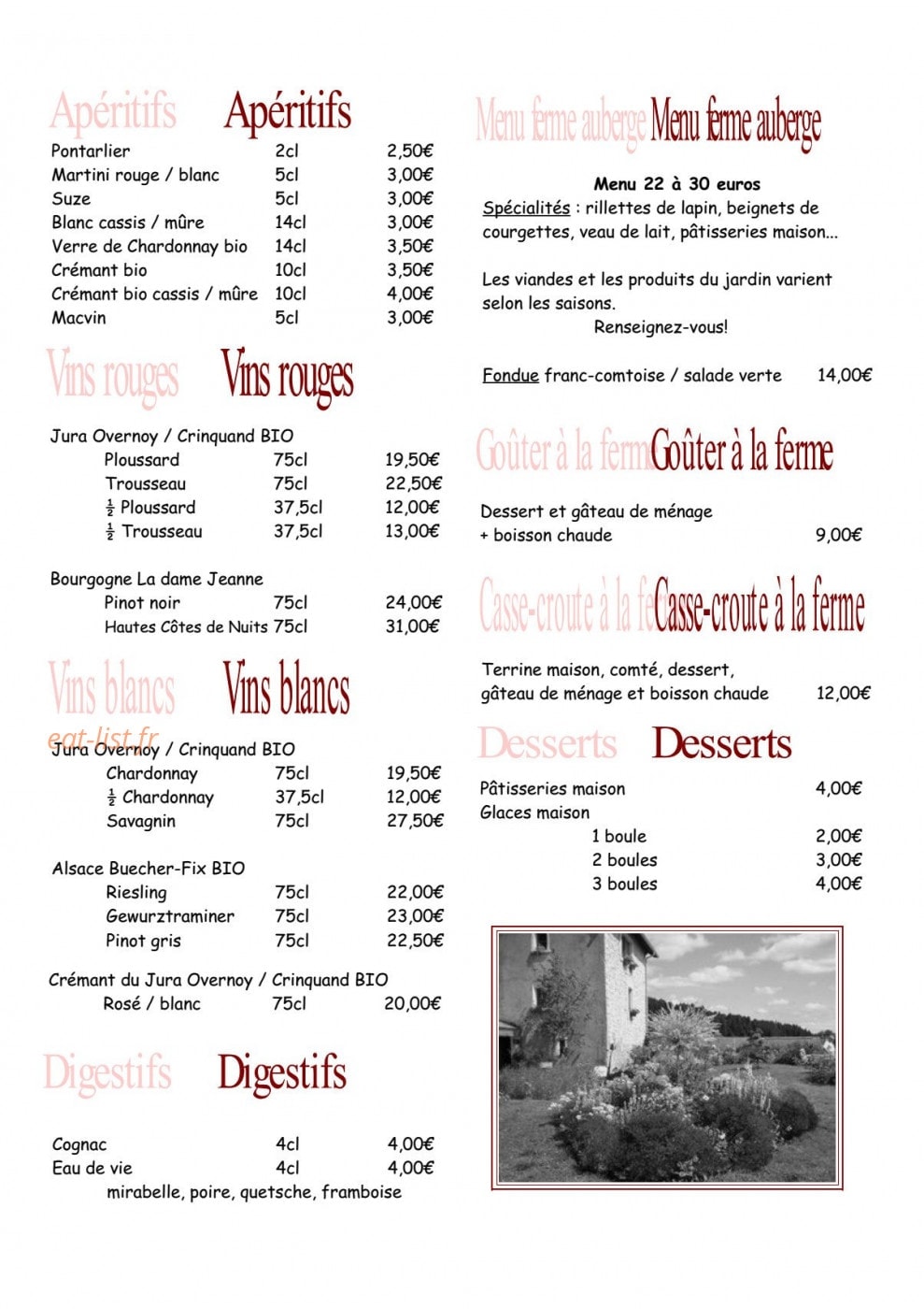 La Ferme des Louisots — carte page 1