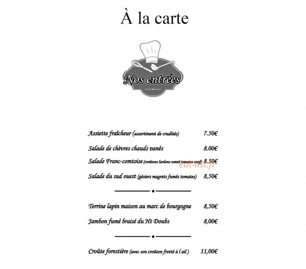 Restaurant des amis — carte page 2
