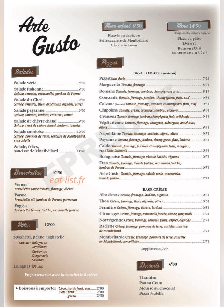 Arte Gusto — carte page 1