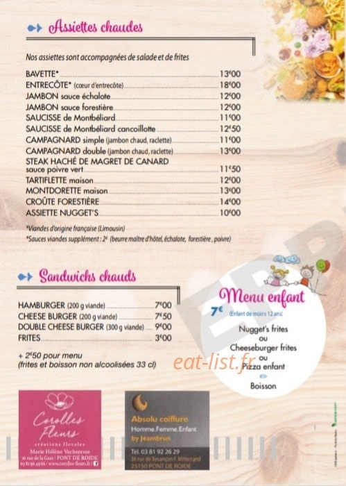 Chez Cathy — carte page 2