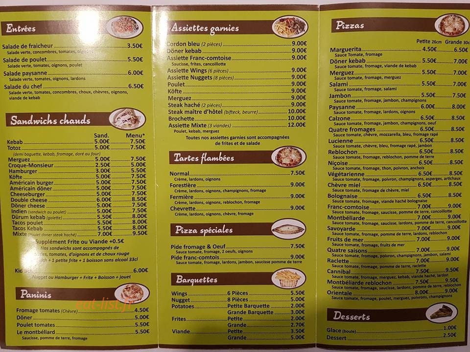 Le Bistrot — carte page 1