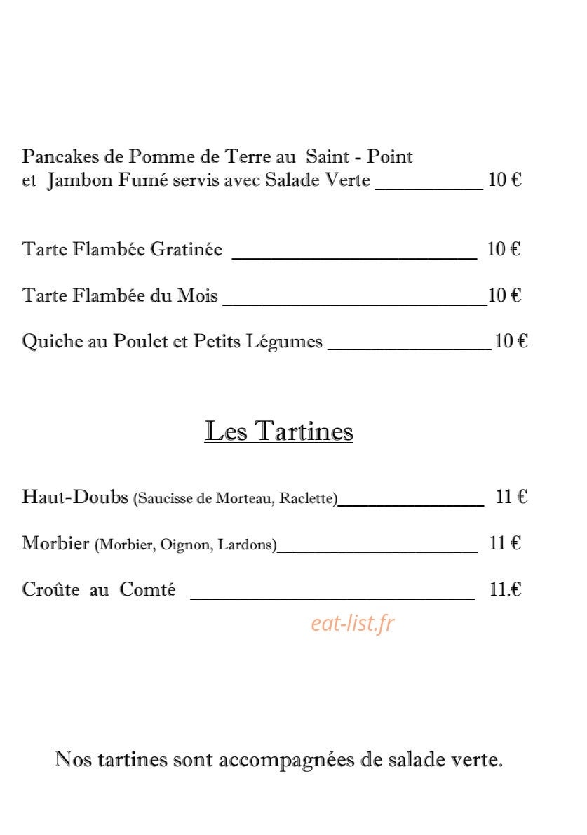 Restaurant Du Fromage — carte page 2