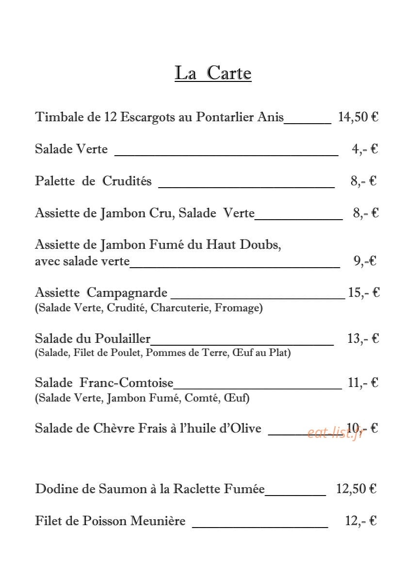 Restaurant Du Fromage — carte page 3