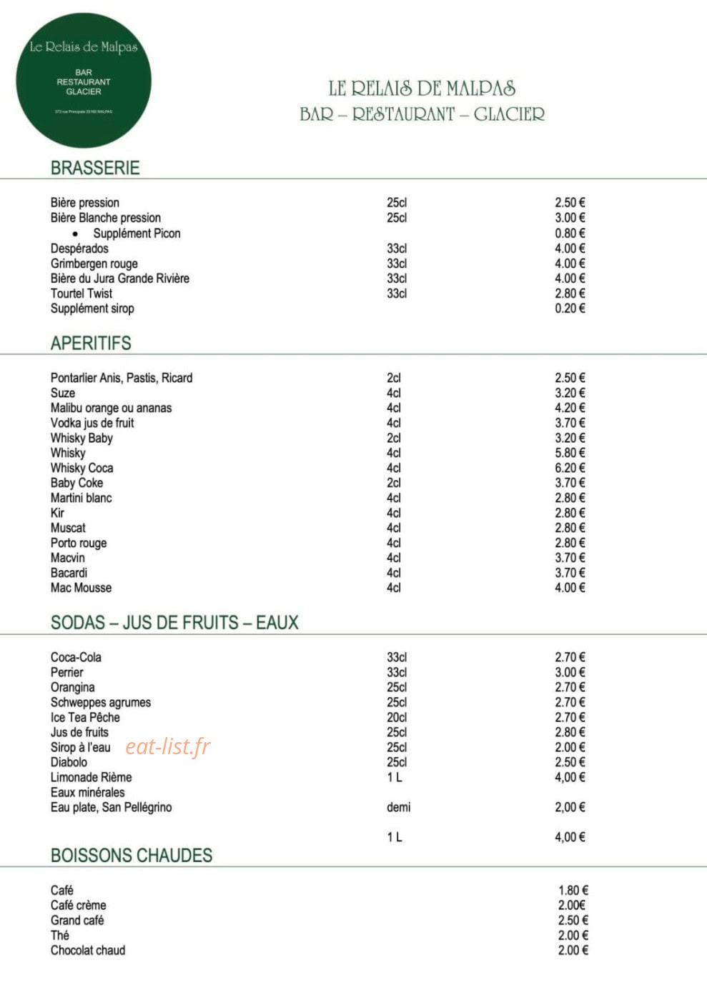Le Relais de Malpas — carte page 3