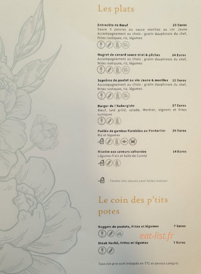 Auberge de Remoray — carte page 2