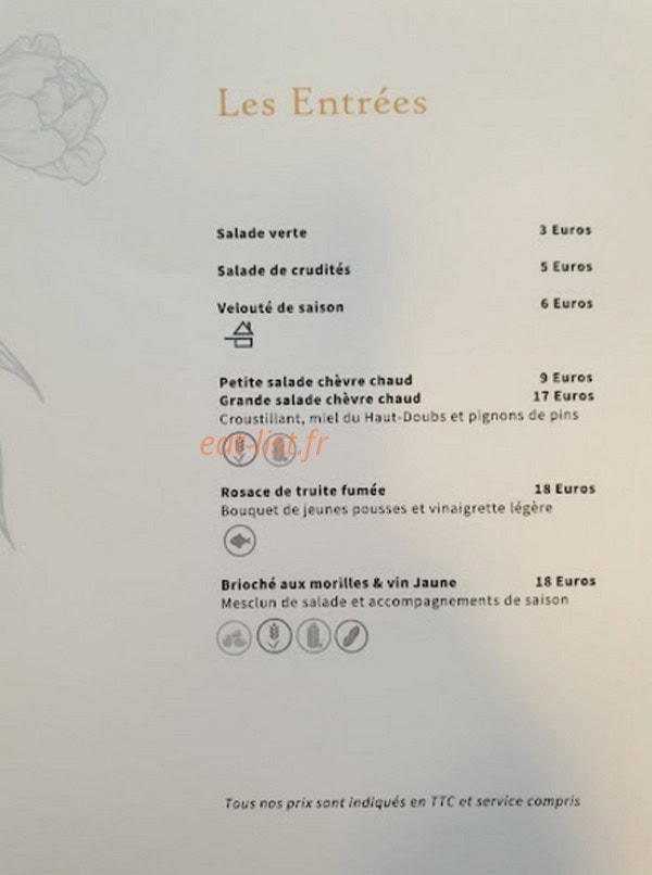 Auberge de Remoray — carte page 1