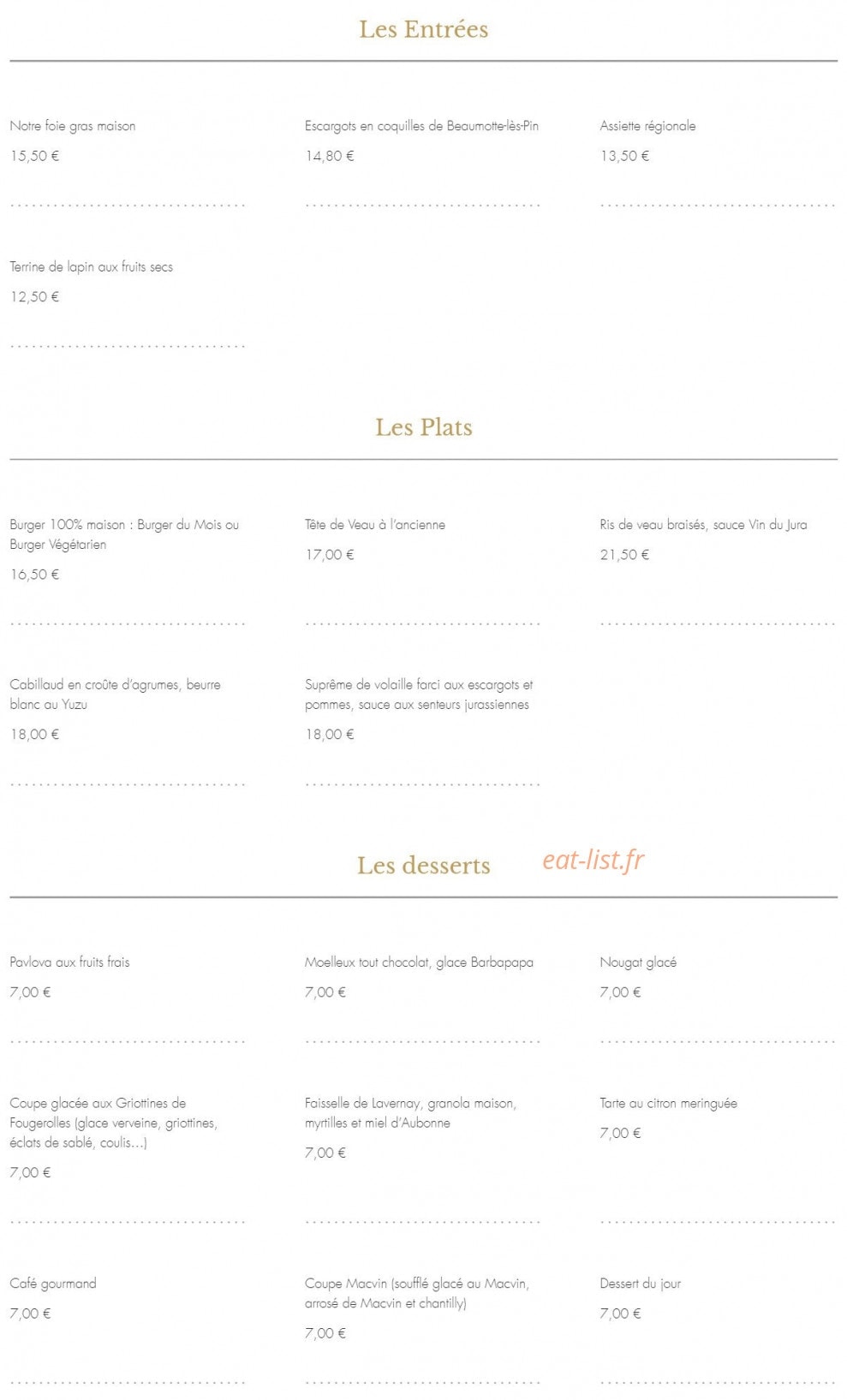 Escale Gourmande — carte page 1