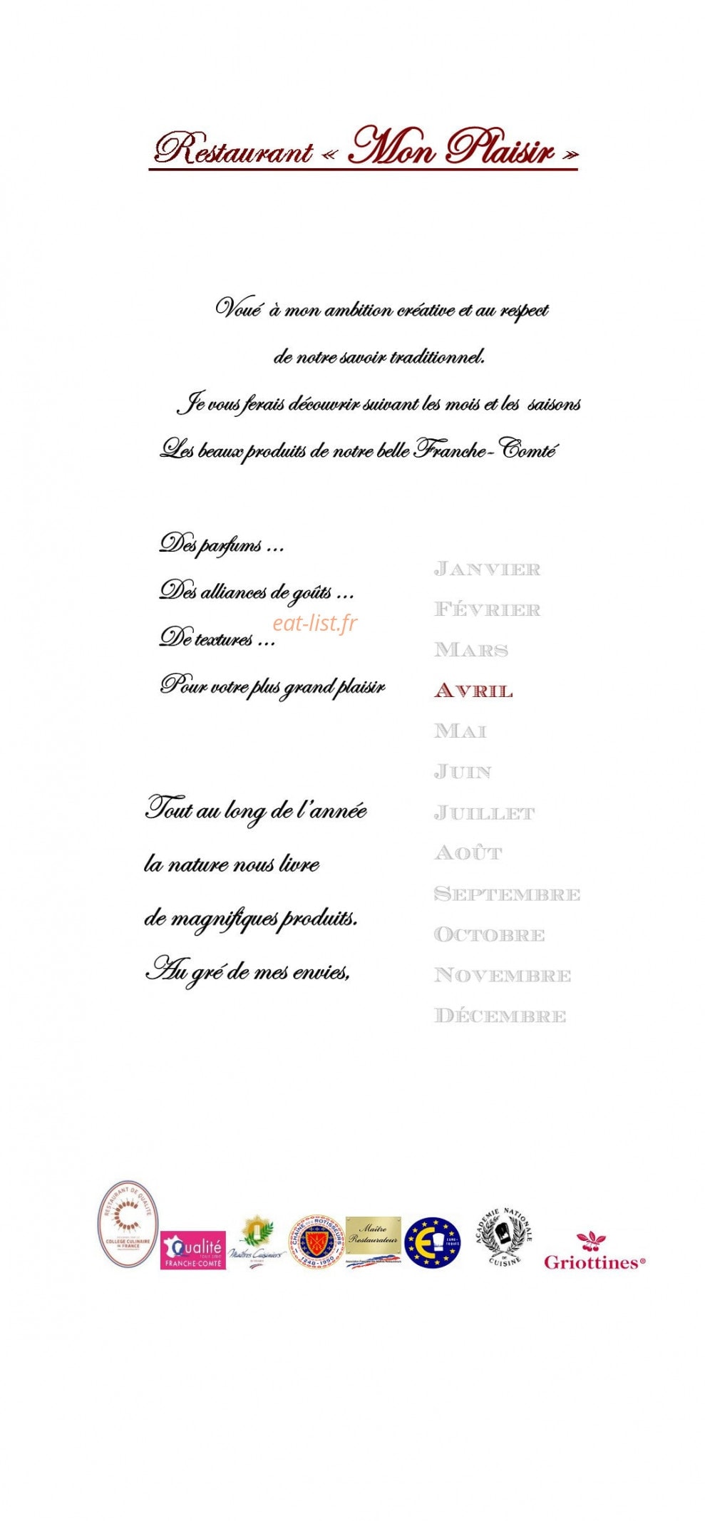 Mon Plaisir — carte page 1