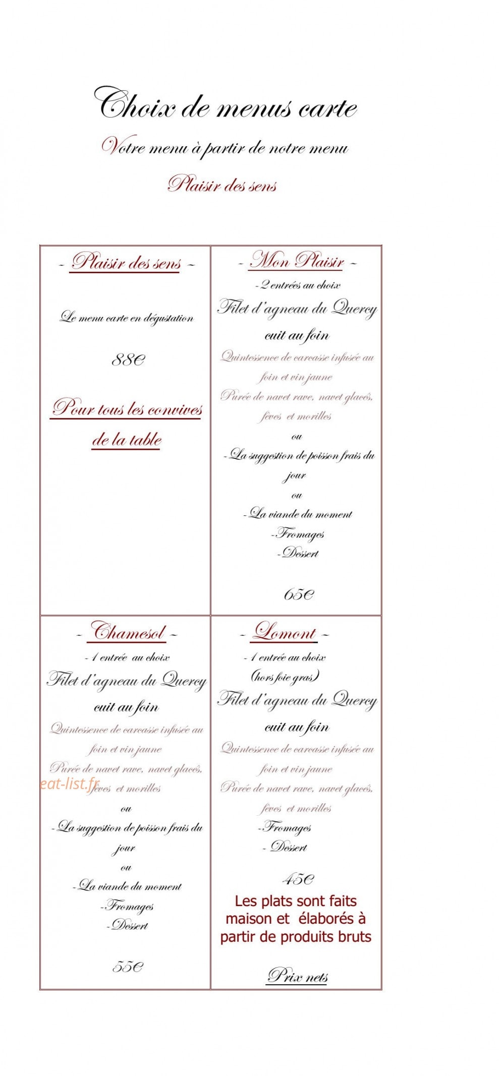 Mon Plaisir — carte page 2