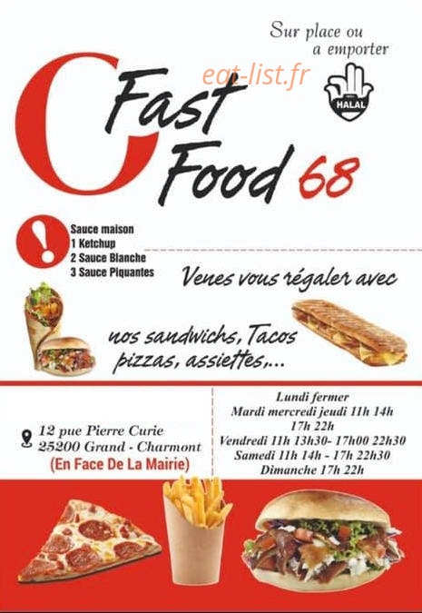 Ô Fast Food 68 — carte page 1