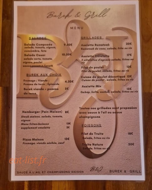 Burek & Grill — carte page 1