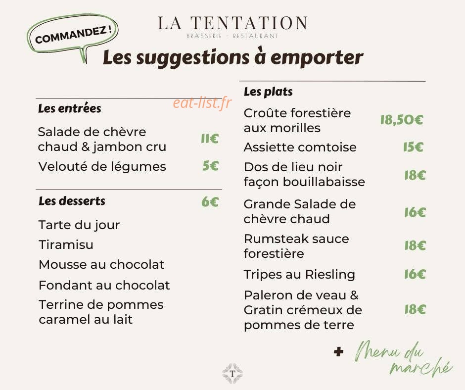 La Tentation — carte page 1