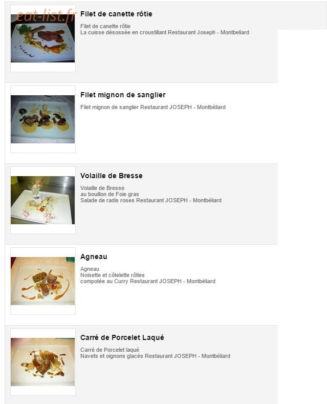 Restaurant Joseph — carte page 6