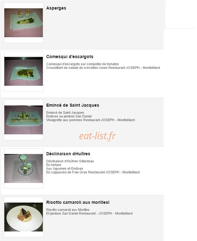 Restaurant Joseph — carte page 2