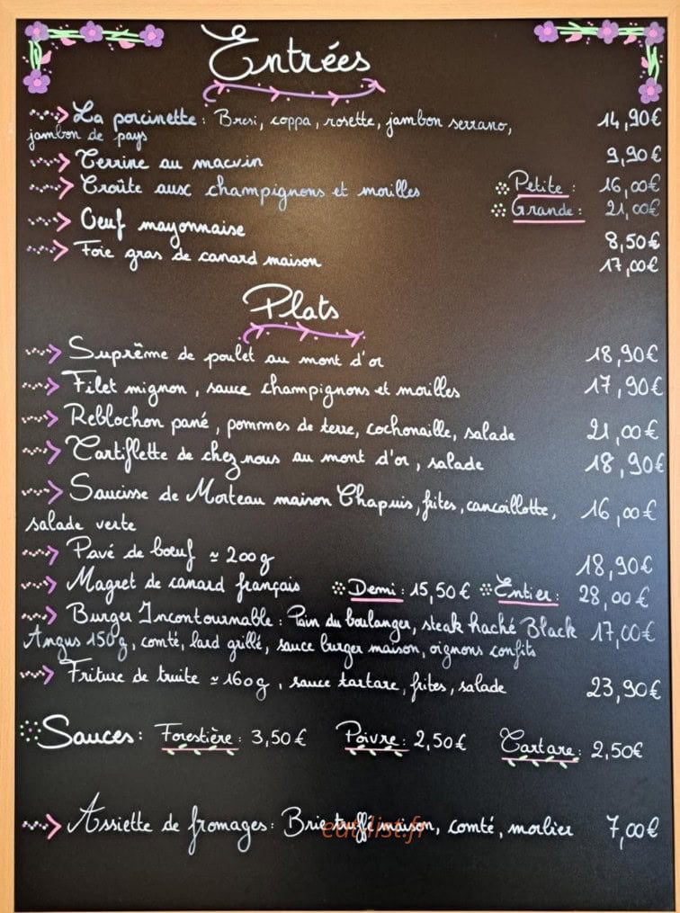 Family's Restaurant — carte page 1