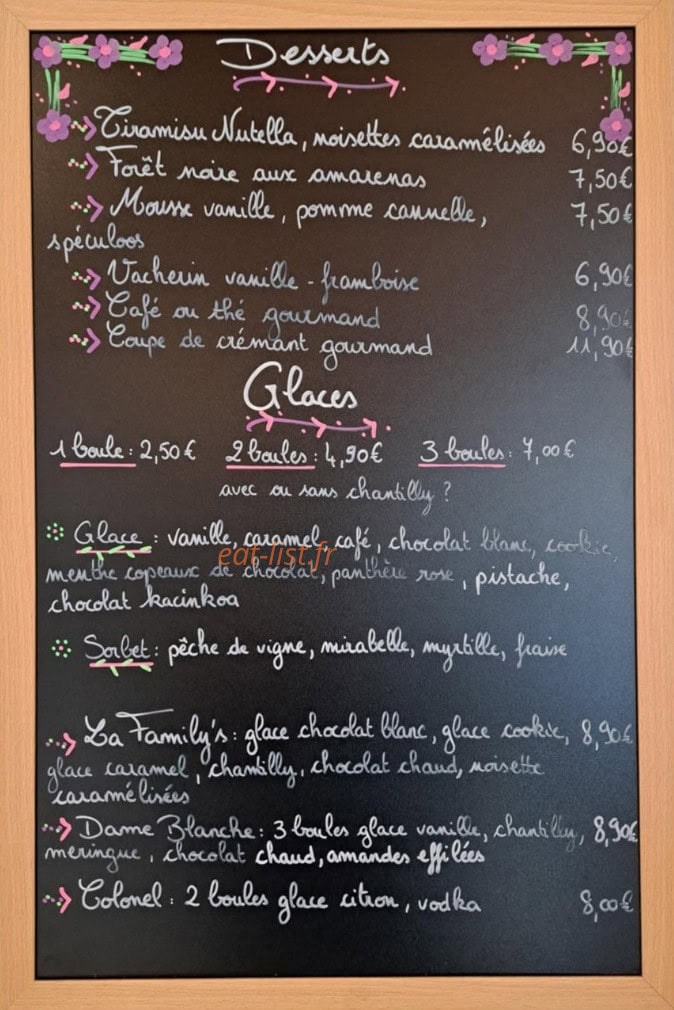 Family's Restaurant — carte page 2