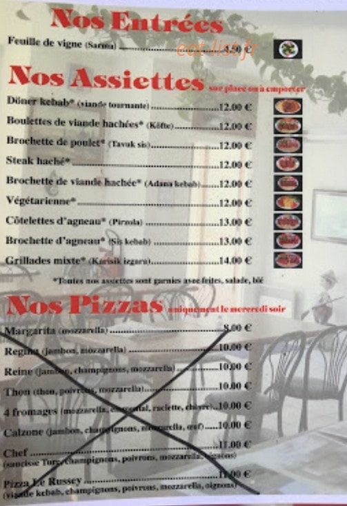 Kebab Le Russey — carte page 2