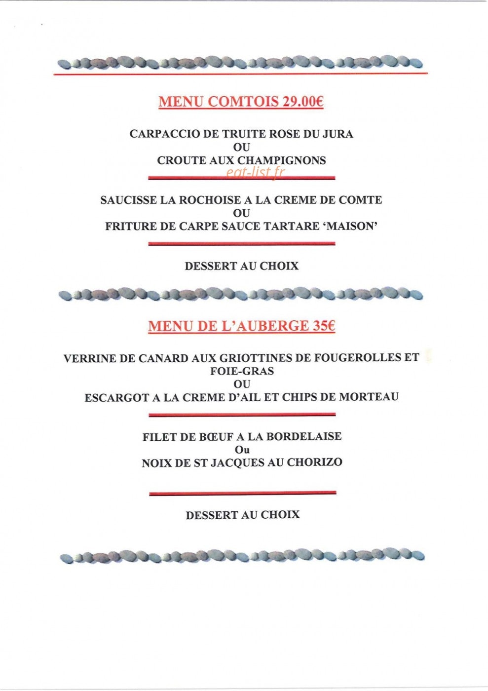 Auberge de Chalezeule — carte page 3