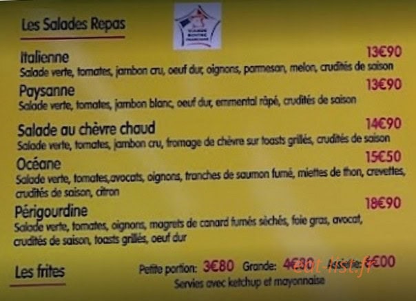 Snack — carte page 1