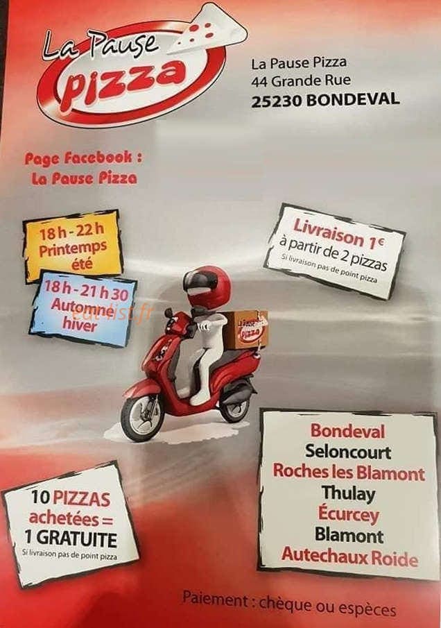 La pause pizza — carte page 1