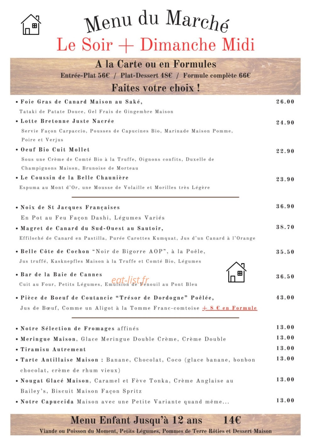 La Table du Cébriot — carte page 1