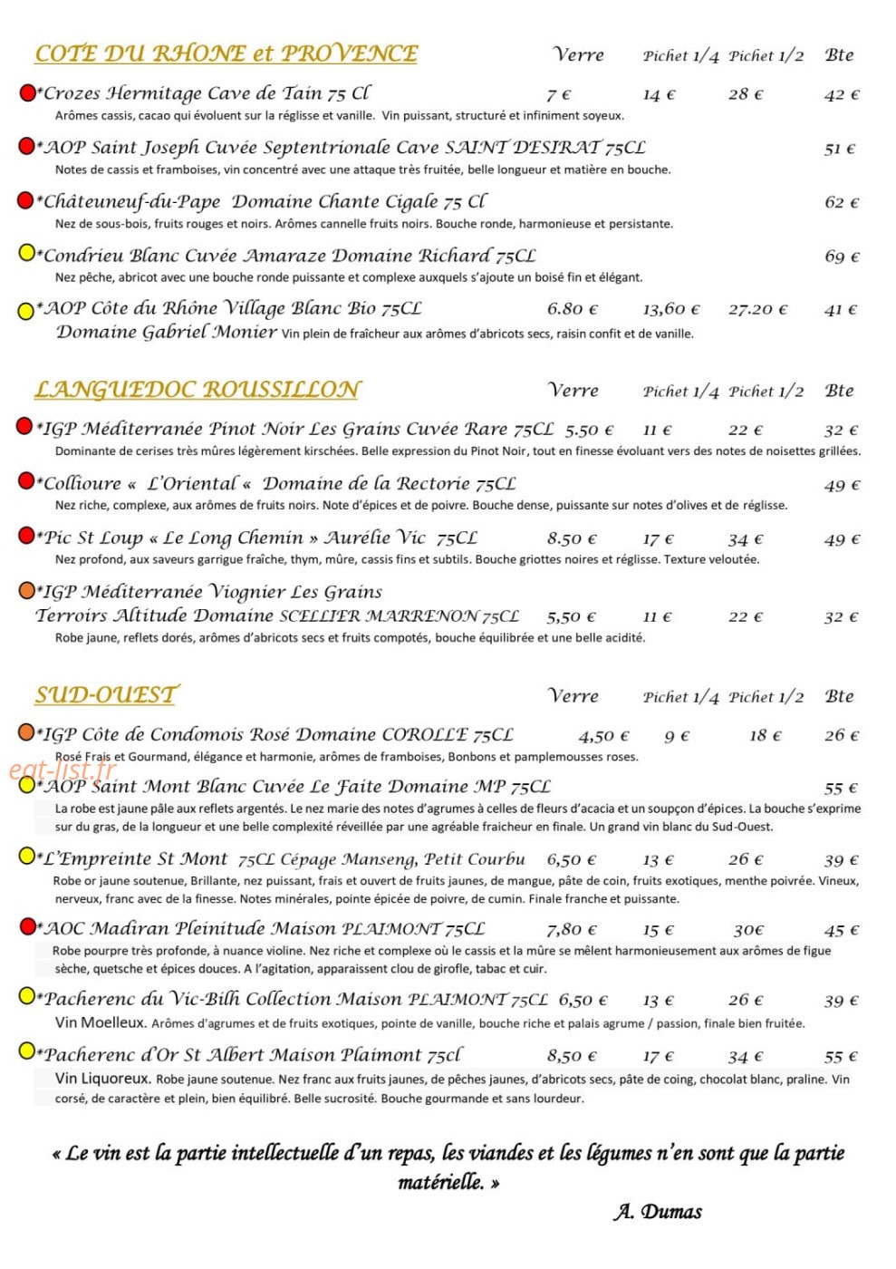 La Table du Cébriot — carte page 6