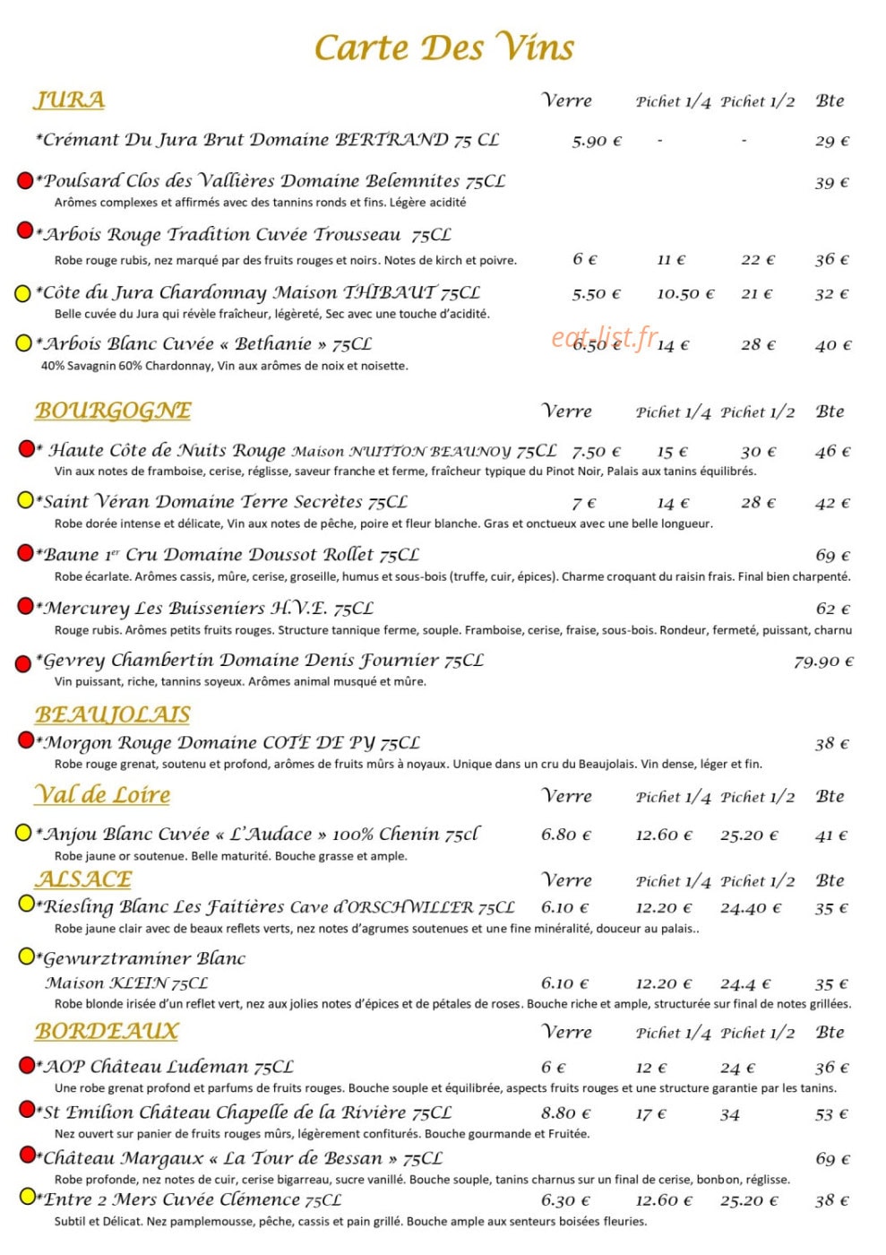 La Table du Cébriot — carte page 5