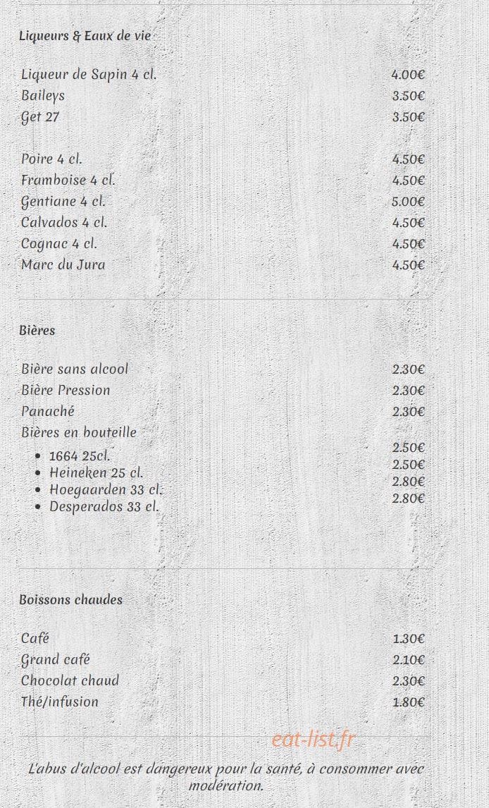Taverne du Grand Tetras — carte page 6