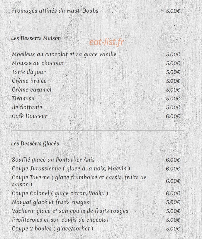 Taverne du Grand Tetras — carte page 4