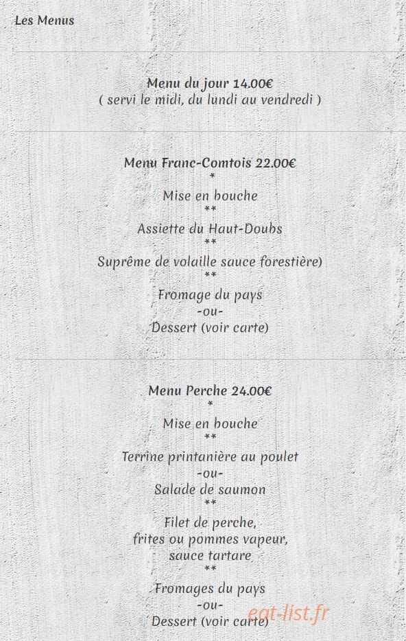 Taverne du Grand Tetras — carte page 2