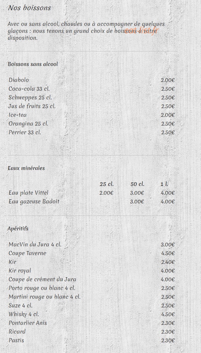 Taverne du Grand Tetras — carte page 5