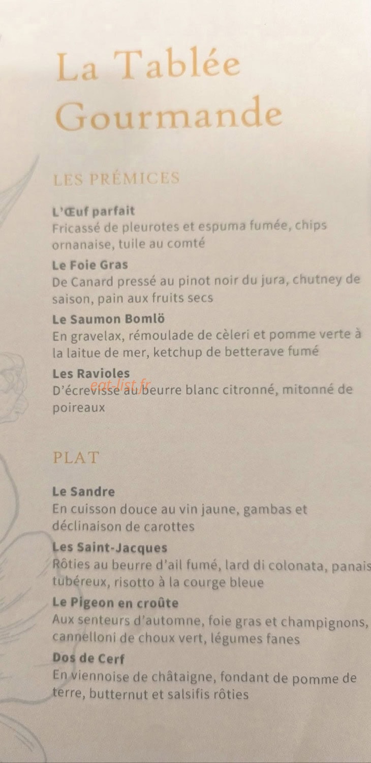 La tablée gourmande — carte page 1