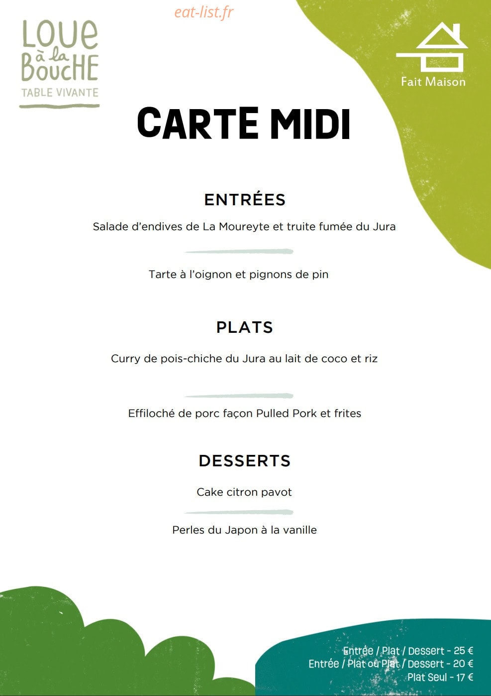 Loue à la Bouche — carte page 1