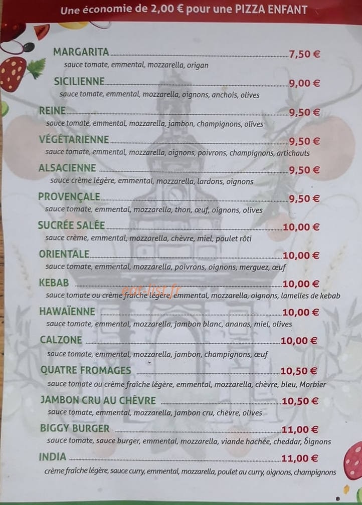 Houtaudpizz — carte page 1