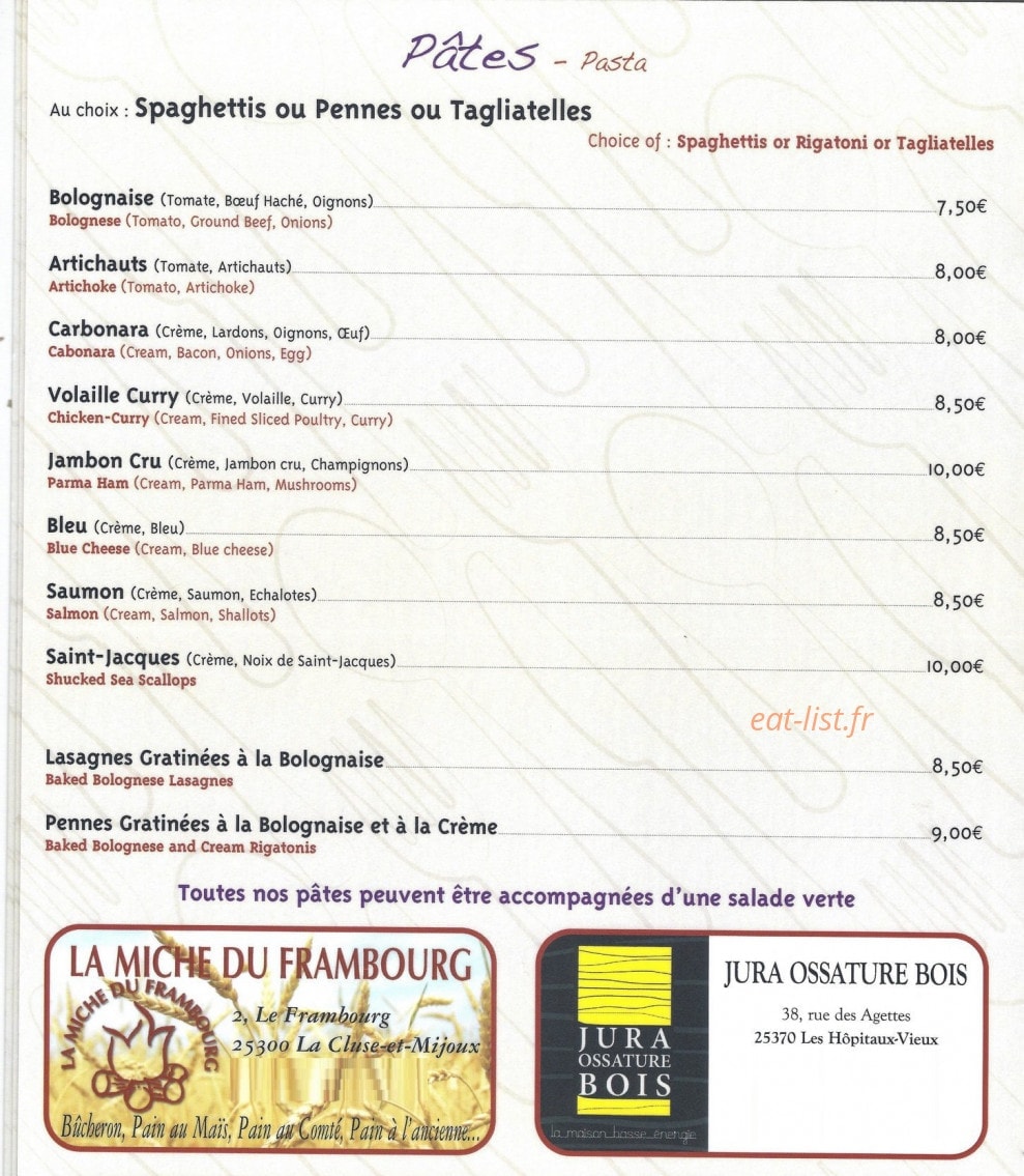 Le Lion D'Or — carte page 8