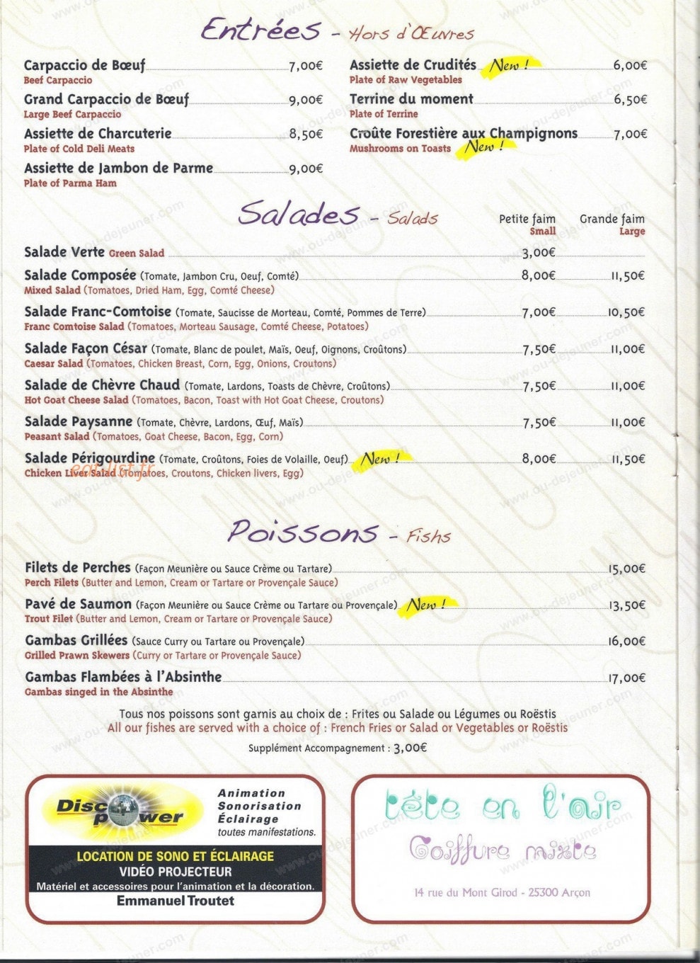 Le Lion D'Or — carte page 4
